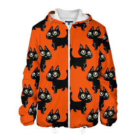 Мужская куртка 3D с принтом HALLOWEEN CATS в городе Новоалтайск, ткань верха — 100% полиэстер, подклад — флис | прямой крой, подол и капюшон оформлены резинкой с фиксаторами, два кармана без застежек по бокам, один большой потайной карман на груди. Карман на груди застегивается на липучку | animal | cat | cute | pet | животное | кавай | киса | кот | котэ | милое | хэллоуин