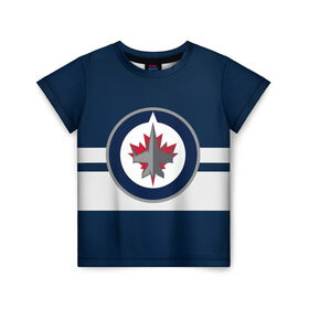 Детская футболка 3D с принтом ВИННИПЕГ ДЖЕТС НХЛ в городе Новоалтайск, 100% гипоаллергенный полиэфир | прямой крой, круглый вырез горловины, длина до линии бедер, чуть спущенное плечо, ткань немного тянется | Тематика изображения на принте: jets | logo | nhl | sport | usa | winnipeg | виннипег | джетс | логотип | нхл | спорт | сша | хоккей | шайбу