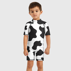 Детский купальный костюм 3D с принтом COW PRINT в городе Новоалтайск, Полиэстер 85%, Спандекс 15% | застежка на молнии на спине | Тематика изображения на принте: animals | cow | cow print | корова | коровий принт