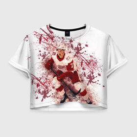 Женская футболка Crop-top 3D с принтом Хоккеист в городе Новоалтайск, 100% полиэстер | круглая горловина, длина футболки до линии талии, рукава с отворотами | арена | вхл | клюшка | ковальчук | кхл | лёд | ледовая арена | овечкин | сборная | спорт | спортивная | спотсмен | фетисов | футбол | хокеист | хокей | хоккеист | хоккеитсты | хоккей | шайба