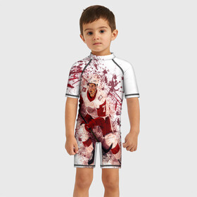 Детский купальный костюм 3D с принтом Хоккеист  в городе Новоалтайск, Полиэстер 85%, Спандекс 15% | застежка на молнии на спине | арена | вхл | клюшка | ковальчук | кхл | лёд | ледовая арена | овечкин | сборная | спорт | спортивная | спотсмен | фетисов | футбол | хокеист | хокей | хоккеист | хоккеитсты | хоккей | шайба