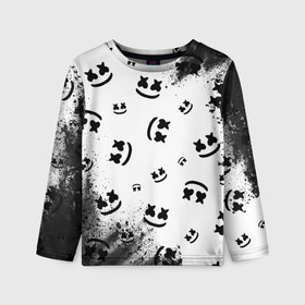 Детский лонгслив 3D с принтом MARSHMELLO / МАРШМЕЛЛОУ в городе Новоалтайск, 100% полиэстер | длинные рукава, круглый вырез горловины, полуприлегающий силуэт
 | face | logo | marsh | marshmallow | marshmello | marshmelo | mello | smile | лицо | лого | маршмеллов | маршмеллоу | маршмеллу | маршмело | маршмелов | маршмелоу | маска | музыка | рожица | символ | смайл | улыбка