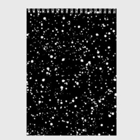 Скетчбук с принтом Snow в городе Новоалтайск, 100% бумага
 | 48 листов, плотность листов — 100 г/м2, плотность картонной обложки — 250 г/м2. Листы скреплены сверху удобной пружинной спиралью | Тематика изображения на принте: snow | stars. звезды на футболке | в белую точку | звезды | кофта в белую точку | свитер в белую точку | снег | снег на черном фоне | футболка в белую точку | футболка в точку