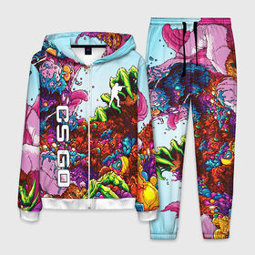 Мужской костюм 3D с принтом CS GO HYPER BEAST в городе Новоалтайск, 100% полиэстер | Манжеты и пояс оформлены тканевой резинкой, двухслойный капюшон со шнурком для регулировки, карманы спереди | awp | counter strike | cs go | cs go global offensive | hyper beast | skin cs | team cs | команды cs | скины оружия | скоростной зверь | хайпер бист