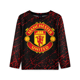 Детский лонгслив 3D с принтом MANCHESTER UNITED. в городе Новоалтайск, 100% полиэстер | длинные рукава, круглый вырез горловины, полуприлегающий силуэт
 | fc | football | football club | manchester united | sport | английский профессиональный футбольный клуб | манчестер юнайтед | спорт | уефа | униформа | фирменные цвета | фк | футбол | футбольный клуб