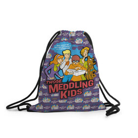 Рюкзак-мешок 3D с принтом Meddling Kids аксессуары в городе Новоалтайск, 100% полиэстер | плотность ткани — 200 г/м2, размер — 35 х 45 см; лямки — толстые шнурки, застежка на шнуровке, без карманов и подкладки | daphne blake | fred jones | norville shaggy rogers | scooby doo | shaggy | vdzabma | velma dinkley | велма динкли | дафна блейк | норвилл шэгги роджерс | скуби ду | фред джонс | шэгги
