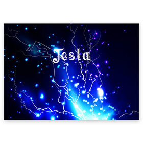 Поздравительная открытка с принтом TESLA в городе Новоалтайск, 100% бумага | плотность бумаги 280 г/м2, матовая, на обратной стороне линовка и место для марки
 | Тематика изображения на принте: flash | lightning | neon | tesla | вспышка | гроза | зарядка | знаменитые | инженер | исторические | история | катушка | личность | молния | наука | неоновый | огонь | паутина | свет | светящиеся | сияние | тесла