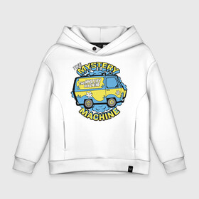 Детское худи Oversize хлопок с принтом Mystery Machine в городе Новоалтайск, френч-терри — 70% хлопок, 30% полиэстер. Мягкий теплый начес внутри —100% хлопок | боковые карманы, эластичные манжеты и нижняя кромка, капюшон на магнитной кнопке | scooby doo | vdzabma | скуби ду
