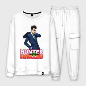 Мужской костюм хлопок с принтом Леорио Hunter x Hunter в городе Новоалтайск, 100% хлопок | на свитшоте круглая горловина, мягкая резинка по низу. Брюки заужены к низу, на них два вида карманов: два “обычных” по бокам и два объемных, с клапанами, расположенные ниже линии бедра. Брюки с мягкой трикотажной резинкой на поясе и по низу штанин. В поясе для дополнительного комфорта — широкие завязки | anime | hunter | hunter x hunter | zoldyck | аниме | зодиак | леорио | охотник | охотники | паладинайт