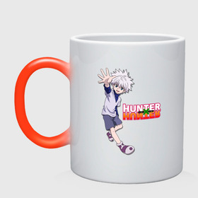 Кружка хамелеон с принтом Киллуа Hunter x Hunter в городе Новоалтайск, керамика | меняет цвет при нагревании, емкость 330 мл | anime | hunter | hunter x hunter | killua | zoldyck | аниме | зодиак | охотник | охотники