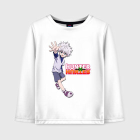 Детский лонгслив хлопок с принтом Киллуа Hunter x Hunter в городе Новоалтайск, 100% хлопок | круглый вырез горловины, полуприлегающий силуэт, длина до линии бедер | anime | hunter | hunter x hunter | killua | zoldyck | аниме | зодиак | охотник | охотники
