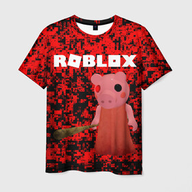 Мужская футболка 3D с принтом Roblox piggy/Свинка Пигги. в городе Новоалтайск, 100% полиэфир | прямой крой, круглый вырез горловины, длина до линии бедер | Тематика изображения на принте: game | gamer | logo | minecraft | piggi | roblox | simulator | игра | конструктор | лого | пигги | свинья | симулятор | строительство | фигура