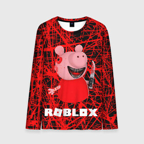 Мужской лонгслив 3D с принтом Roblox piggy/Свинка Пигги. в городе Новоалтайск, 100% полиэстер | длинные рукава, круглый вырез горловины, полуприлегающий силуэт | game | gamer | logo | minecraft | piggi | roblox | simulator | игра | конструктор | лого | пигги | свинья | симулятор | строительство | фигура