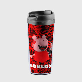 Термокружка-непроливайка с принтом Roblox piggy/Свинка Пигги. в городе Новоалтайск, внутренняя часть — пищевой пластик, наружная часть — прозрачный пластик, между ними — полиграфическая вставка с рисунком | объем — 350 мл, герметичная крышка | game | gamer | logo | minecraft | piggi | roblox | simulator | игра | конструктор | лого | пигги | свинья | симулятор | строительство | фигура