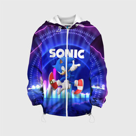 Детская куртка 3D с принтом SONIC СОНИК в городе Новоалтайск, 100% полиэстер | застежка — молния, подол и капюшон оформлены резинкой с фиксаторами, по бокам — два кармана без застежек, один потайной карман на груди, плотность верхнего слоя — 90 г/м2; плотность флисового подклада — 260 г/м2 | hedgehog | metal sonic | silver | silver the hedgehog | sonic | sonic boom | sonic the hedgehog | ёж сонник | игры | соник | фильмы