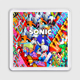 Магнит 55*55 с принтом SONIC / СОНИК в городе Новоалтайск, Пластик | Размер: 65*65 мм; Размер печати: 55*55 мм | Тематика изображения на принте: hedgehog | metal sonic | silver | silver the hedgehog | sonic | sonic boom | sonic the hedgehog | ёж сонник | игры | соник | фильмы