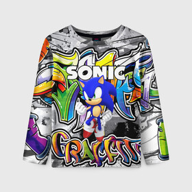 Детский лонгслив 3D с принтом SONIC / СОНИК в городе Новоалтайск, 100% полиэстер | длинные рукава, круглый вырез горловины, полуприлегающий силуэт
 | hedgehog | metal sonic | silver | silver the hedgehog | sonic | sonic boom | sonic the hedgehog | ёж сонник | игры | соник | фильмы
