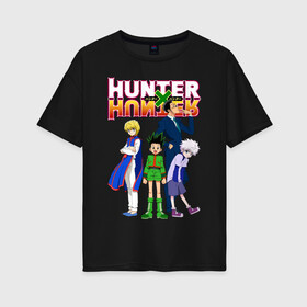 Женская футболка хлопок Oversize с принтом Hunter x Hunter в городе Новоалтайск, 100% хлопок | свободный крой, круглый ворот, спущенный рукав, длина до линии бедер
 | anime | hunter x hunter | аниме | гон фрикс | манга | охотник х охотник | хантер хантер | хантеры