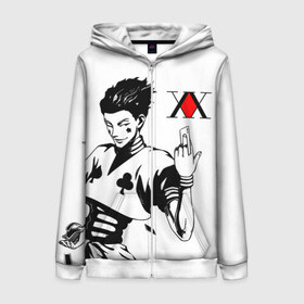 Женская толстовка 3D на молнии с принтом Hunter x Hunter Hisoka в городе Новоалтайск, 100% полиэстер | длина до линии бедра, манжеты и пояс оформлены мягкой тканевой резинкой, двухслойный капюшон со шнурком для регулировки, спереди молния, по бокам два кармана | anime | hisoka | hunter x hunter | аниме | манга | охотник х охотник | труппа теней | хантер хантер | хантеры | хисока