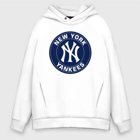 Мужское худи Oversize хлопок с принтом New York Yankees в городе Новоалтайск, френч-терри — 70% хлопок, 30% полиэстер. Мягкий теплый начес внутри —100% хлопок | боковые карманы, эластичные манжеты и нижняя кромка, капюшон на магнитной кнопке | 
