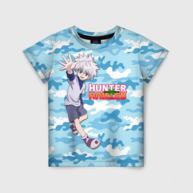 Детская футболка 3D с принтом Киллуа Hunter x Hunter в городе Новоалтайск, 100% гипоаллергенный полиэфир | прямой крой, круглый вырез горловины, длина до линии бедер, чуть спущенное плечо, ткань немного тянется | Тематика изображения на принте: anime | hunter | hunter x hunter | killua | zoldyck | аниме | зодиак | охотник | охотники