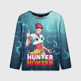 Детский лонгслив 3D с принтом Хисока Hunter x Hunter в городе Новоалтайск, 100% полиэстер | длинные рукава, круглый вырез горловины, полуприлегающий силуэт
 | anime | hunter | hunter x hunter | zoldyck | аниме | зодиак | охотник | охотники | хисока