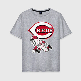 Женская футболка хлопок Oversize с принтом Cincinnati reds в городе Новоалтайск, 100% хлопок | свободный крой, круглый ворот, спущенный рукав, длина до линии бедер
 | baseball | cincinnati | gamer | reds | sport | team | usa | бейсбол | игрок | спорт | сша | цинциннати