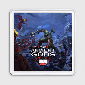 Магнит 55*55 с принтом Doom Eternal The Ancient Gods в городе Новоалтайск, Пластик | Размер: 65*65 мм; Размер печати: 55*55 мм | Тематика изображения на принте: demon | dlc | doom | doom slayer | doomguy | eternal | games | the ancient gods | демон | древние боги | дум | игры | палач рока