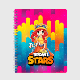 Тетрадь с принтом Jessie Brawl Stars anime style в городе Новоалтайск, 100% бумага | 48 листов, плотность листов — 60 г/м2, плотность картонной обложки — 250 г/м2. Листы скреплены сбоку удобной пружинной спиралью. Уголки страниц и обложки скругленные. Цвет линий — светло-серый
 | brawl | brawl stars | brawlstars | brawl_stars | jessie | аниме | бравл | бравлстарс | джеси | джесси | джэси | джэсси