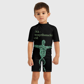 Детский купальный костюм 3D с принтом ДНК в городе Новоалтайск, Полиэстер 85%, Спандекс 15% | застежка на молнии на спине | acid | biology | dna | genetic | биология | днк | кислота