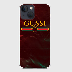 Чехол для iPhone 13 mini с принтом GUSSI   ГУСИ в городе Новоалтайск,  |  | anti | antibrand | brand | fashion | gucci | gusi | gussi | logo | meme | memes | анти | антибренд | бренд | гуси | гуччи | забавные | лого | логотип | мем | мемы | мода | прикол | приколы | прикольные | символ