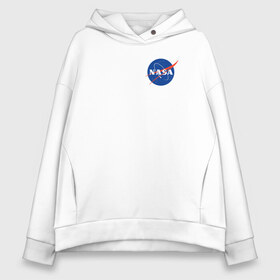 Женское худи Oversize хлопок с принтом nasa в городе Новоалтайск, френч-терри — 70% хлопок, 30% полиэстер. Мягкий теплый начес внутри —100% хлопок | боковые карманы, эластичные манжеты и нижняя кромка, капюшон на магнитной кнопке | nasa | spase | космос | логотип | наса