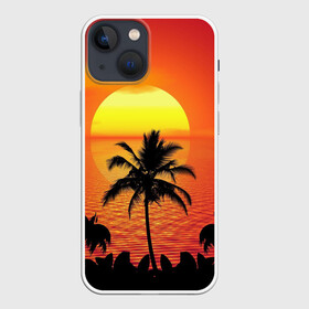 Чехол для iPhone 13 mini с принтом Пальмы на фоне моря в городе Новоалтайск,  |  | summer | восход | гаваи | гавайская | закат | лето | море | океан | отдых | отпуск | пальма | пальмы | солнце | туризм | туристическая