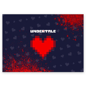 Поздравительная открытка с принтом UNDERTALE / АНДЕРТЕЙЛ в городе Новоалтайск, 100% бумага | плотность бумаги 280 г/м2, матовая, на обратной стороне линовка и место для марки
 | annoying | asriel | chara | dog | frisk | game | games | logo | papyrus | sans | tale | under | undertale | азриэль | андер | андертейл | игра | игры | лого | логотип | надоедливая | папирус | санс | сердечко | сердце | символ | символы | собака 