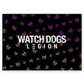 Поздравительная открытка с принтом WATCH DOGS LEGION / ВОТЧ ДОГС в городе Новоалтайск, 100% бумага | плотность бумаги 280 г/м2, матовая, на обратной стороне линовка и место для марки
 | Тематика изображения на принте: dogs | game | games | glitch | hacker | legion | logo | ubisoft | watch | вотч | глитч | догс | игра | игры | легион | лого | логотип | символ | хакер | хакеру