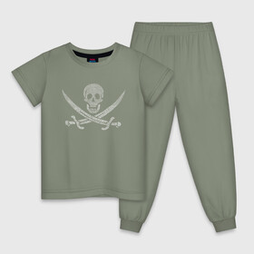 Детская пижама хлопок с принтом Pirate  в городе Новоалтайск, 100% хлопок |  брюки и футболка прямого кроя, без карманов, на брюках мягкая резинка на поясе и по низу штанин
 | Тематика изображения на принте: веселый роджер | пират | пиратский флаг | пираты карибского моря | флаг | череп