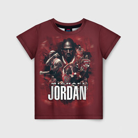 Детская футболка 3D с принтом MICHAEL JORDAN в городе Новоалтайск, 100% гипоаллергенный полиэфир | прямой крой, круглый вырез горловины, длина до линии бедер, чуть спущенное плечо, ткань немного тянется | jordan | michael | michael jordan | nba | баскетбол | баскетболист | джордан | защитник | майкл | майкл джордан | нба