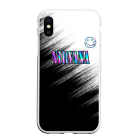 Чехол для iPhone XS Max матовый с принтом nirvana в городе Новоалтайск, Силикон | Область печати: задняя сторона чехла, без боковых панелей | nirvana | абстракция | брызги | градиент | звук | кино | кобейн | краска | курт | курт кобейн | музыка | неон | нирвана | полосы | потерялся | рок | рок группа | смайлик | текстура | улыбка | черно белое