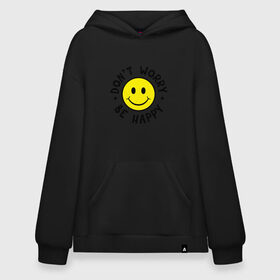 Худи SuperOversize хлопок с принтом DONT WORRY BE HAPPY в городе Новоалтайск, 70% хлопок, 30% полиэстер, мягкий начес внутри | карман-кенгуру, эластичная резинка на манжетах и по нижней кромке, двухслойный капюшон
 | bob marley | dont worry | face | happy | jamayka | music | smile | боб марли | веселье | музыка | не парься | смайлик | счастье | цитаты