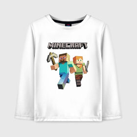 Детский лонгслив хлопок с принтом Персонажи игры Minecraft в городе Новоалтайск, 100% хлопок | круглый вырез горловины, полуприлегающий силуэт, длина до линии бедер | aleks | mine | mine craft | mine of craft | minecraft | stiv | алекс | игры | майн | майнкрафт | стив