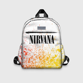 Детский рюкзак 3D с принтом NIRVANA   НИРВАНА в городе Новоалтайск, 100% полиэстер | лямки с регулируемой длиной, сверху петелька, чтобы рюкзак можно было повесить на вешалку. Основное отделение закрывается на молнию, как и внешний карман. Внутри дополнительный карман. По бокам два дополнительных кармашка | Тематика изображения на принте: band | cobain | face | kurt | logo | music | nirvana | rock | rocknroll | группа | кобейн | курт | лого | логотип | музыка | музыкальная | нирвана | рожица | рок | рокнролл | символ
