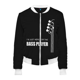 Женский бомбер 3D с принтом BASS PLAYER (GUITAR) в городе Новоалтайск, 100% полиэстер | застегивается на молнию, по бокам два кармана без застежек, мягкие манжеты, по низу бомбера и на воротнике — эластичная резинка | guitar | nick senpai | бас | бас гитара | гитара | марченко | никита марченко
