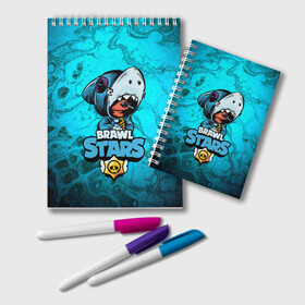 Блокнот с принтом BRAWL STARS LEON SHARK в городе Новоалтайск, 100% бумага | 48 листов, плотность листов — 60 г/м2, плотность картонной обложки — 250 г/м2. Листы скреплены удобной пружинной спиралью. Цвет линий — светло-серый
 | Тематика изображения на принте: brawl | brawl stars | brawlstars | crow | fire | flame | game | leon | loen | phoenix | shark | star | stars | акула | бравл | браво | вода | звезда | звезды | игра | леон | огонь | пламя | стар | старс | феникс