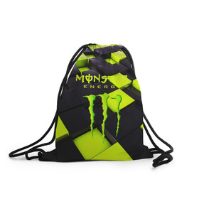Рюкзак-мешок 3D с принтом MONSTER ENERGY в городе Новоалтайск, 100% полиэстер | плотность ткани — 200 г/м2, размер — 35 х 45 см; лямки — толстые шнурки, застежка на шнуровке, без карманов и подкладки | energy | monster energy | кофеин | монстр | монстр энерджи | напиток | таурин | энергетик | энергетический напиток