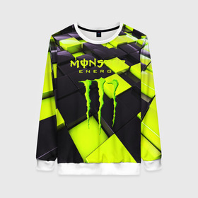 Женский свитшот 3D с принтом MONSTER ENERGY в городе Новоалтайск, 100% полиэстер с мягким внутренним слоем | круглый вырез горловины, мягкая резинка на манжетах и поясе, свободная посадка по фигуре | energy | monster energy | кофеин | монстр | монстр энерджи | напиток | таурин | энергетик | энергетический напиток