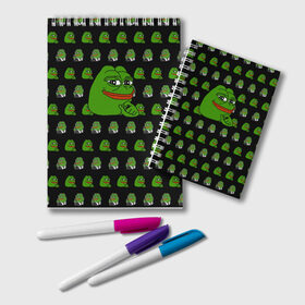 Блокнот с принтом Frog Pepe в городе Новоалтайск, 100% бумага | 48 листов, плотность листов — 60 г/м2, плотность картонной обложки — 250 г/м2. Листы скреплены удобной пружинной спиралью. Цвет линий — светло-серый
 | Тематика изображения на принте: meme | жаба | звук | лягушка | майнкрафт | мем | пепа | пепе | скин