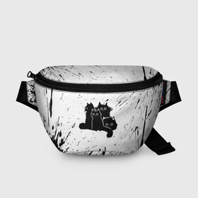 Поясная сумка 3D с принтом Черные котейки в городе Новоалтайск, 100% полиэстер | плотная ткань, ремень с регулируемой длиной, внутри несколько карманов для мелочей, основное отделение и карман с обратной стороны сумки застегиваются на молнию | baby | cat | cute | kitty | аниме | анимешные | брызги красок | глаза | детям | животные | зверек | кавайный | киска | кот | котята | кошак | кошечка | кошка | малыши | милые | мордочка | няшные | прикольные
