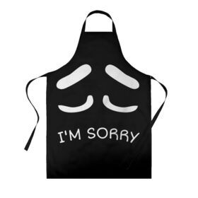 Фартук 3D с принтом Sorry not sorry в городе Новоалтайск, 100% полиэстер | общий размер — 65 х 85 см, ширина нагрудника — 26 см, горловина — 53 см, длина завязок — 54 см, общий обхват в поясе — 173 см. Принт на завязках и на горловине наносится с двух сторон, на основной части фартука — только с внешней стороны | 