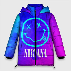 Женская зимняя куртка 3D с принтом NIRVANA НИРВАНА в городе Новоалтайск, верх — 100% полиэстер; подкладка — 100% полиэстер; утеплитель — 100% полиэстер | длина ниже бедра, силуэт Оверсайз. Есть воротник-стойка, отстегивающийся капюшон и ветрозащитная планка. 

Боковые карманы с листочкой на кнопках и внутренний карман на молнии | band | cobain | face | kurt | logo | music | nirvana | rock | rocknroll | группа | кобейн | курт | лого | логотип | музыка | музыкальная | нирвана | рожица | рок | рокнролл | символ