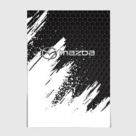 Постер с принтом MAZDA в городе Новоалтайск, 100% бумага
 | бумага, плотность 150 мг. Матовая, но за счет высокого коэффициента гладкости имеет небольшой блеск и дает на свету блики, но в отличии от глянцевой бумаги не покрыта лаком | mazda | авто | автомобиль | логотип | мазда | марка | машина | надпись | текстура